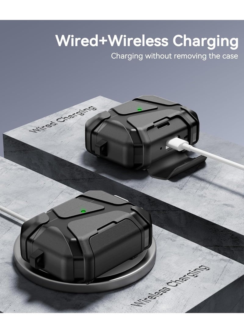 جراب AirPods Pro الجيل الثالث (إصدار 2025 الجديد)، مزود بقفل آمن وحامل للهاتف، متوافق مع AirPods Pro الجيل الثالث، مع طقم تنظيف - أسود - Image 4